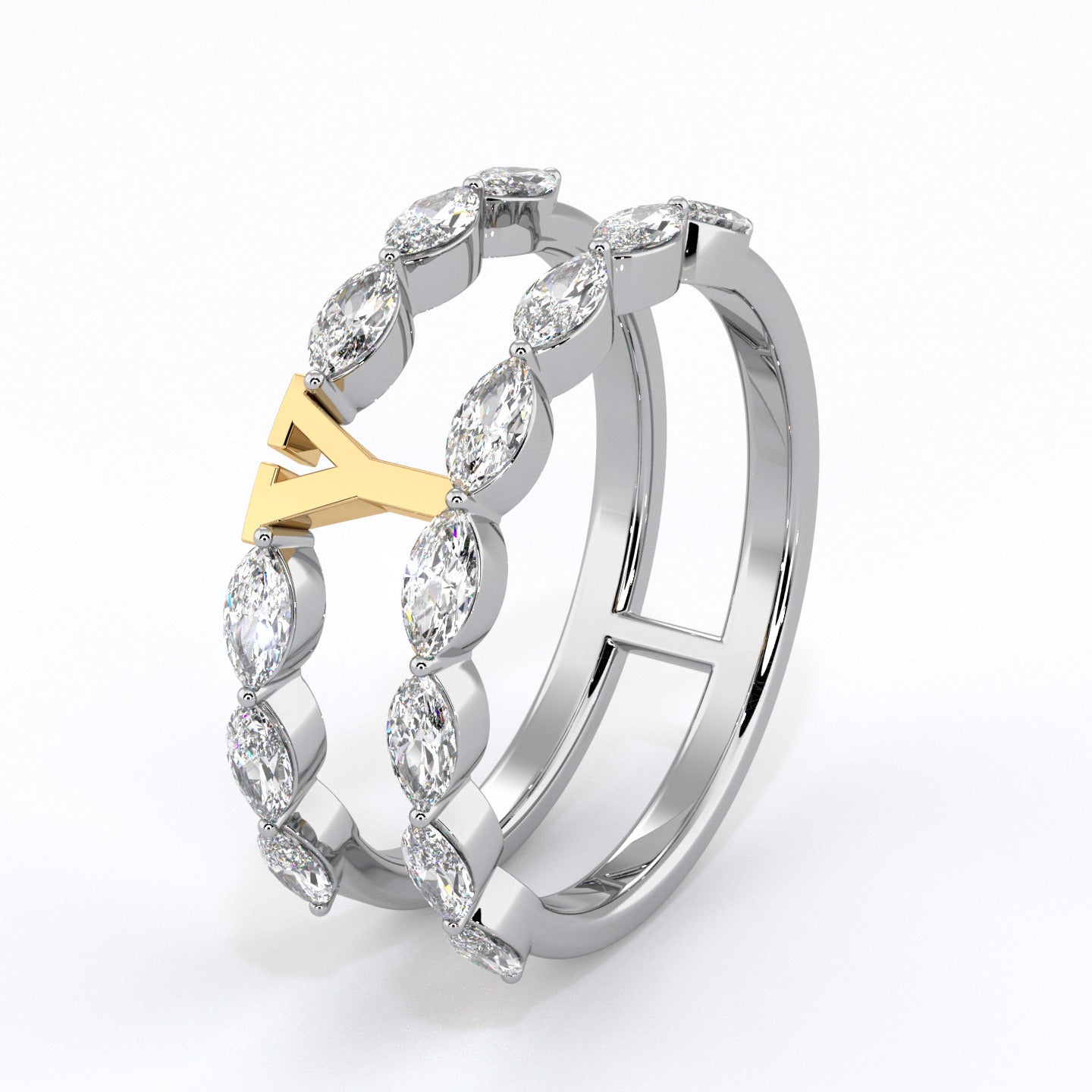 Y | Two Tone Diamond Band