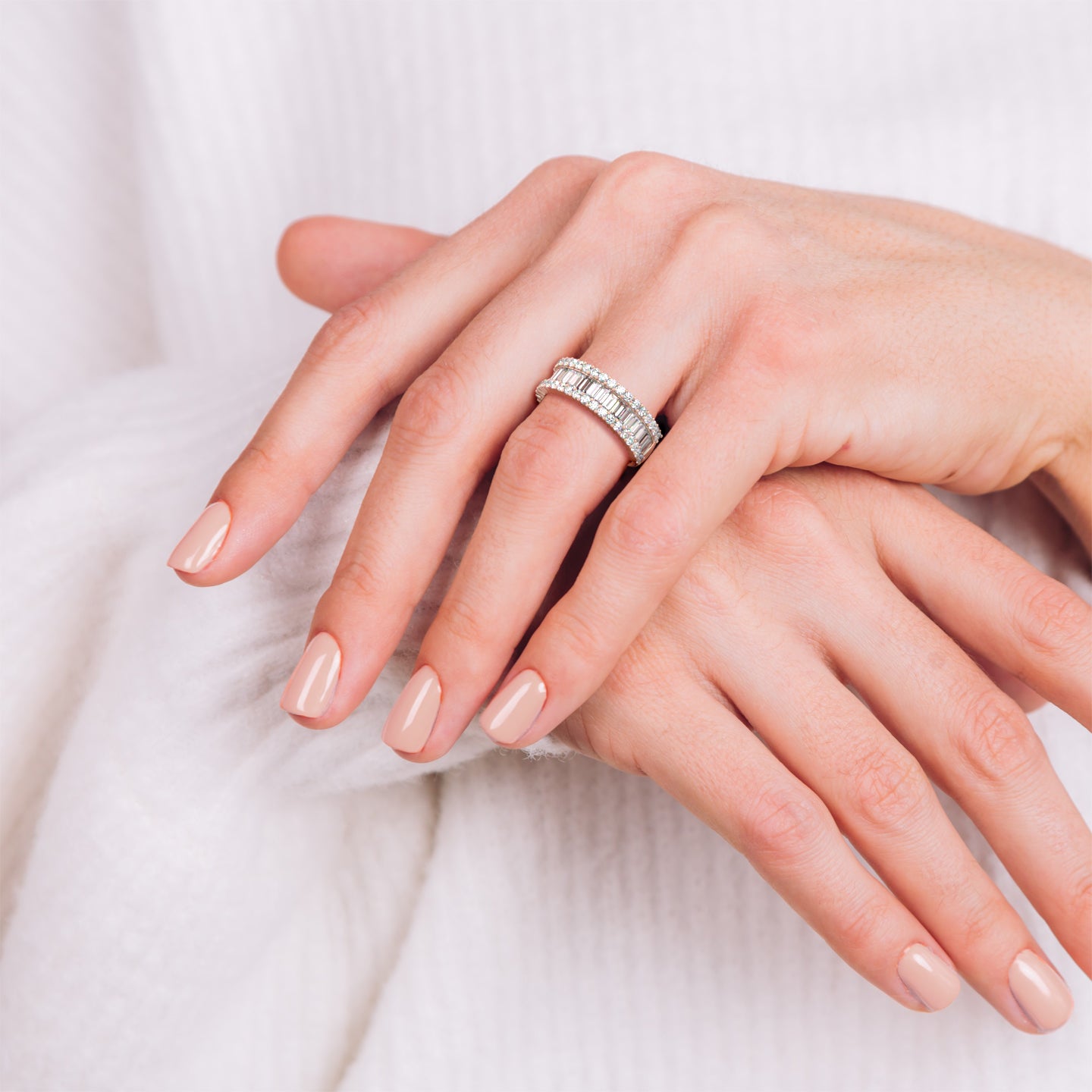 Baguette and Round Diamond Band