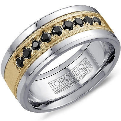 Cobalt &amp; Yellow Gold Black Diamond Channel Ring