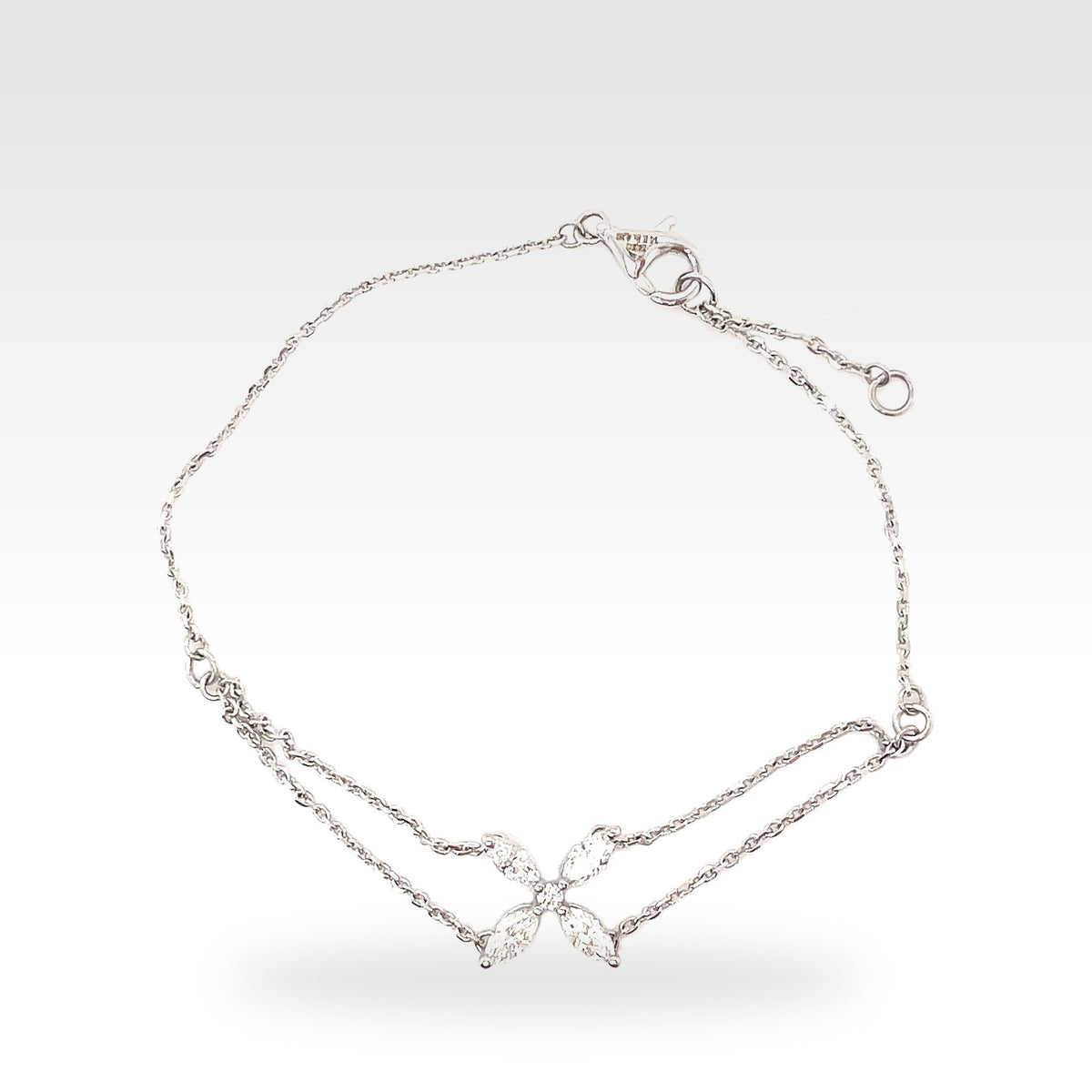 14ct Marquise Double Chain bangle with round diamonds