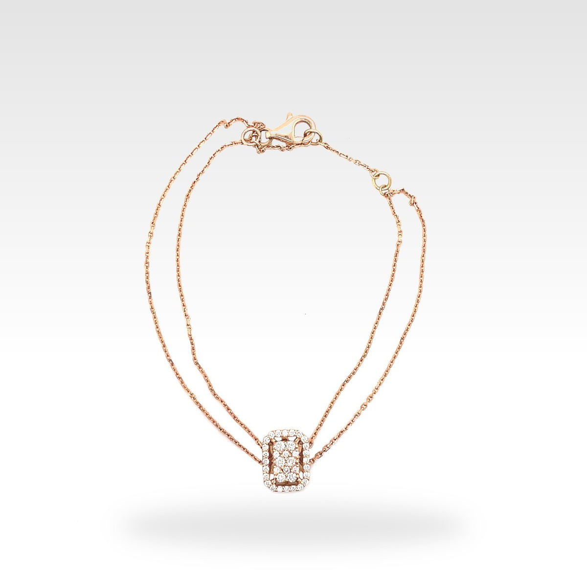 14ct Rectangle Bracelet in 14ct rose gold with diamonds