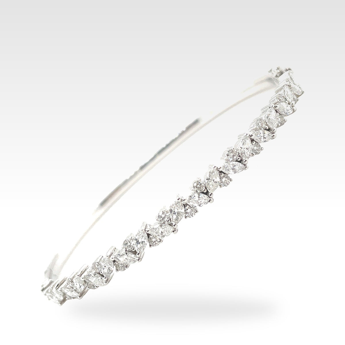 Art Marquise and Round Diamond Bangle