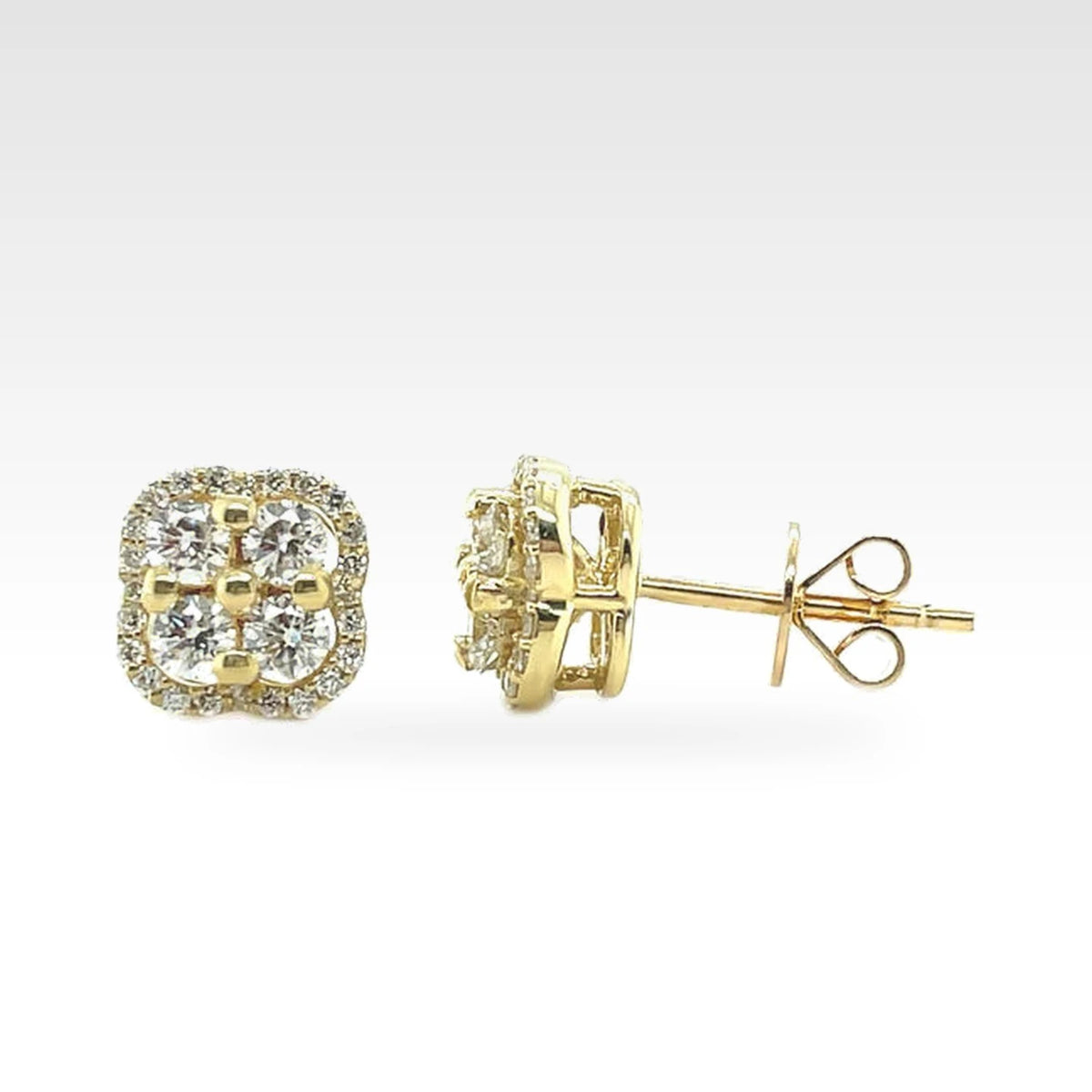 Floral Diamond Cluster Stud Earrings