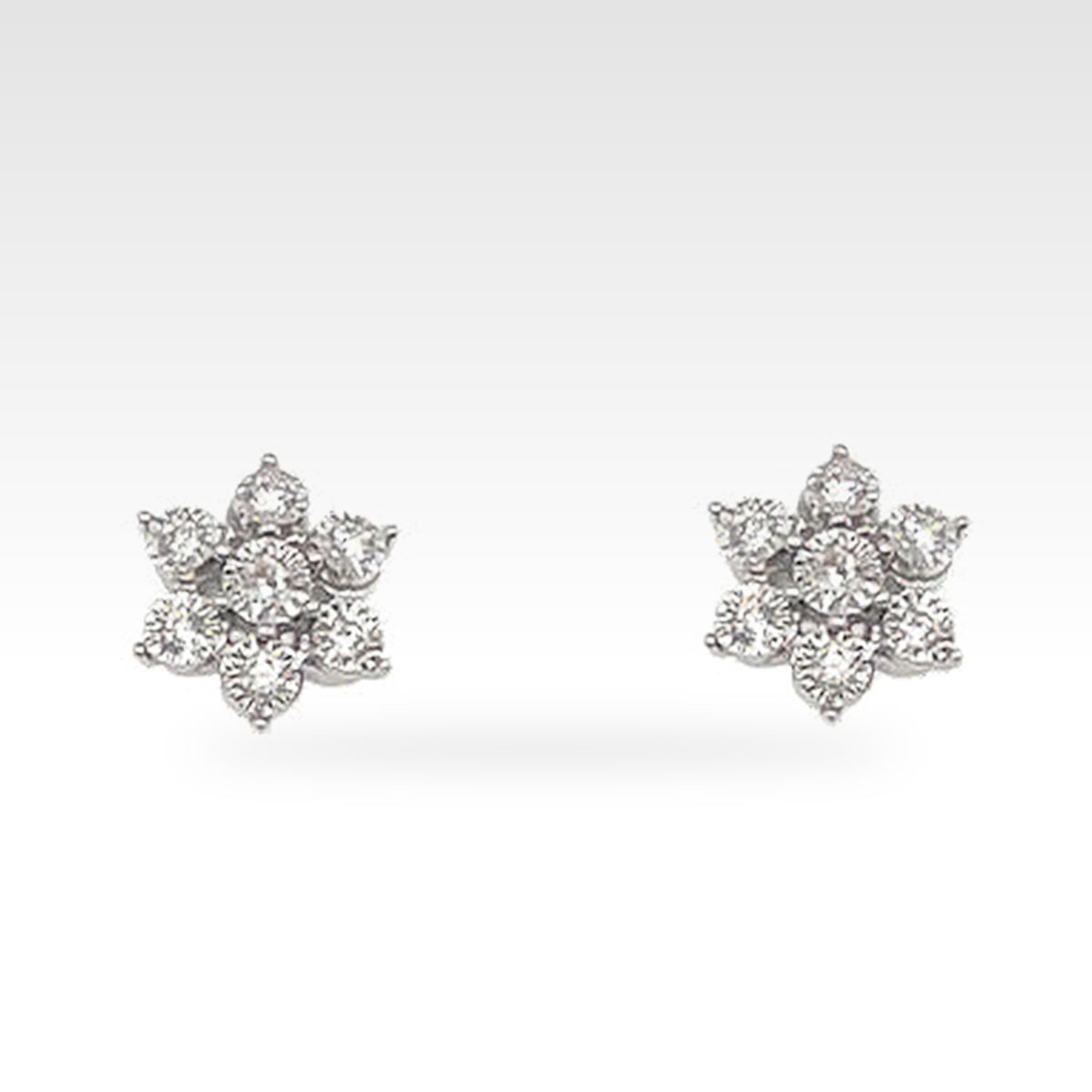 Floral Round Diamond Illusion Set Stud Earrings