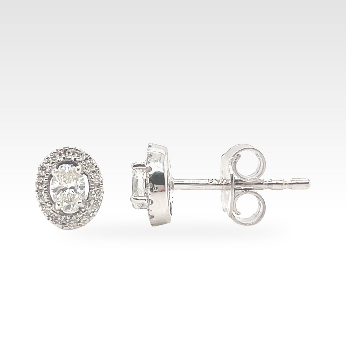 18ct Oval Diamond Halo Earrings