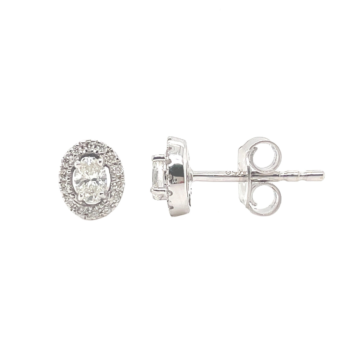 18ct Oval Diamond Under Halo Earrings