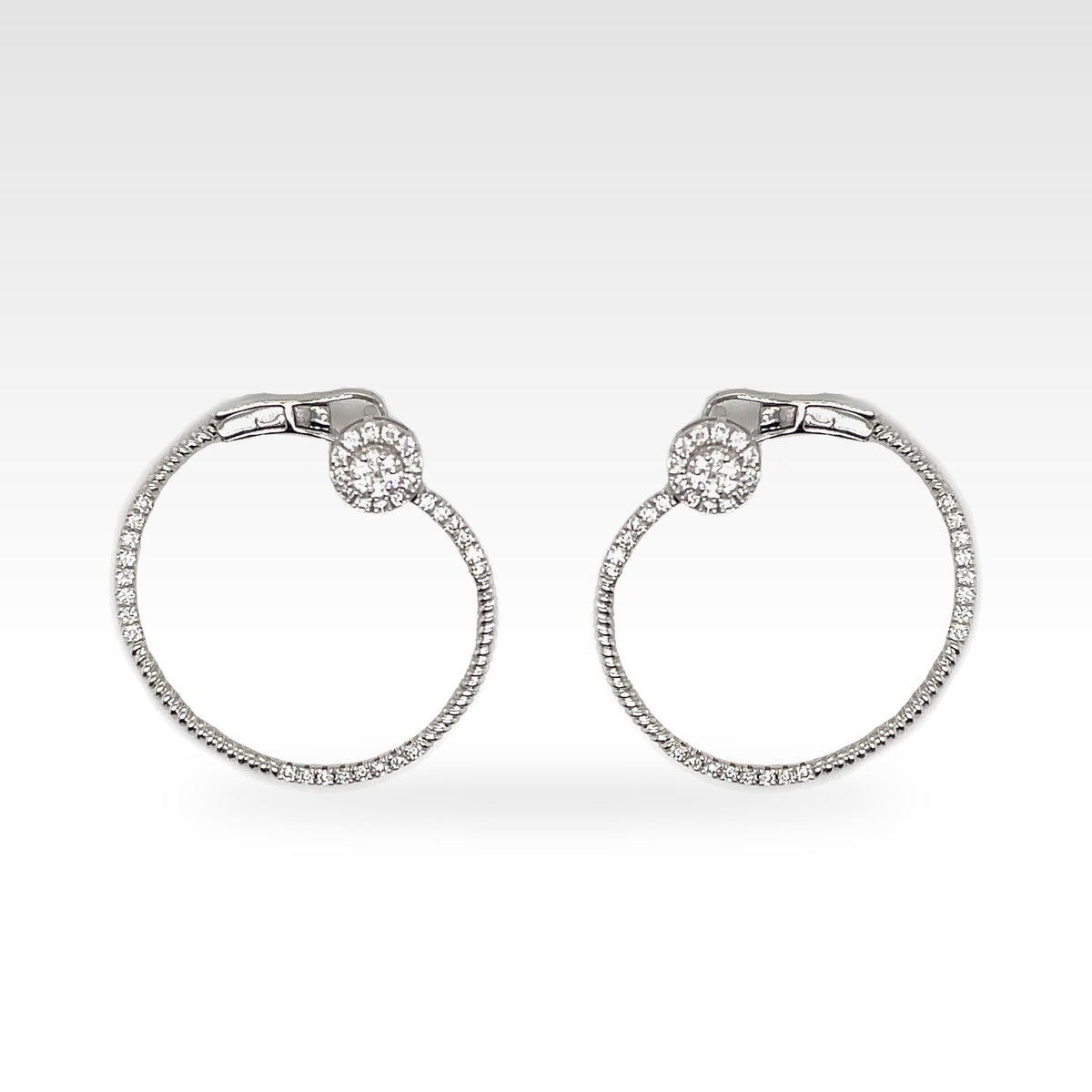 18ct White Twister Hoop Earrings in 18ct white gold with natural diamonds