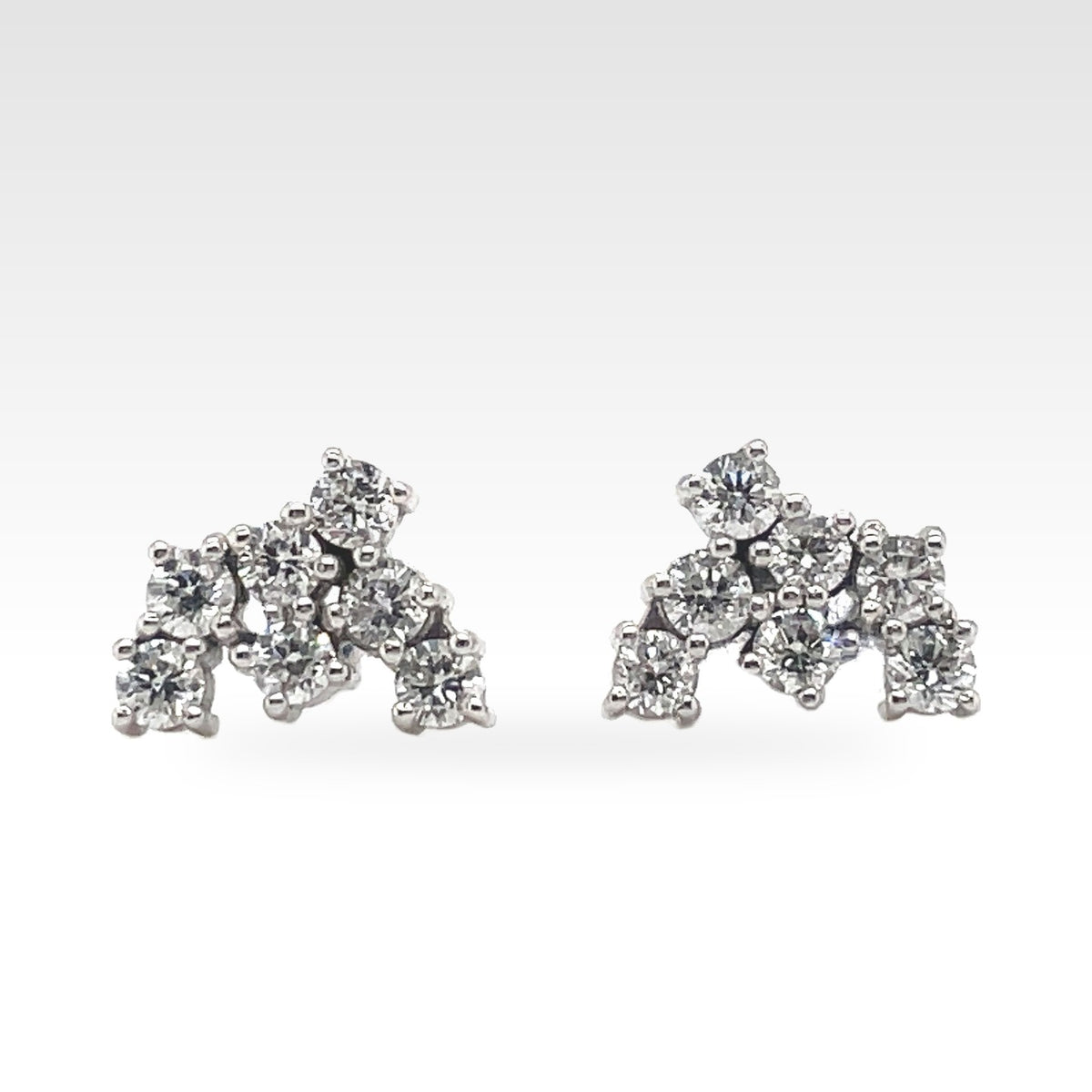 Unique Cluster Earrings in 18ct white gold with round diamonds