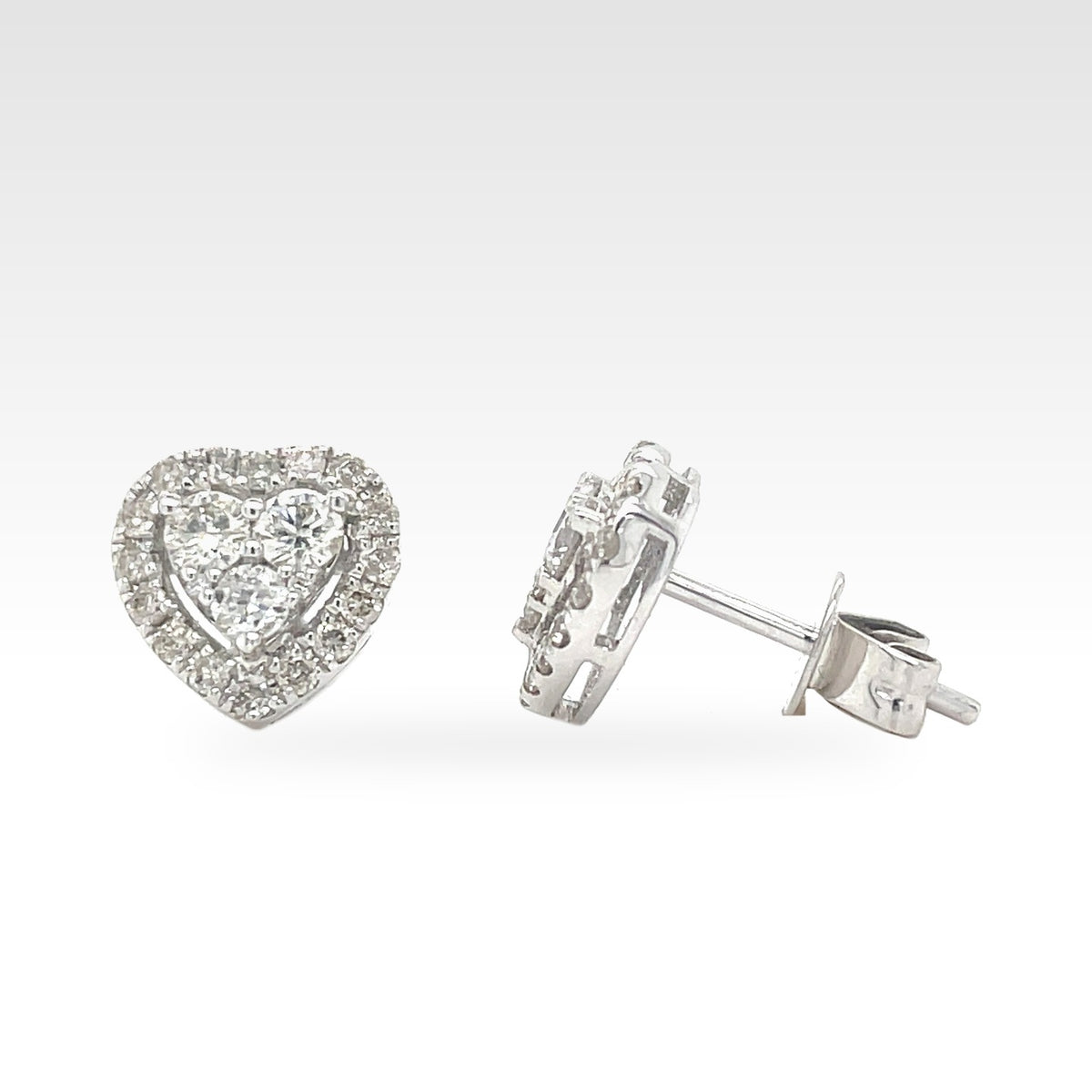 18ct White Gold Heart Earrings with diamonds