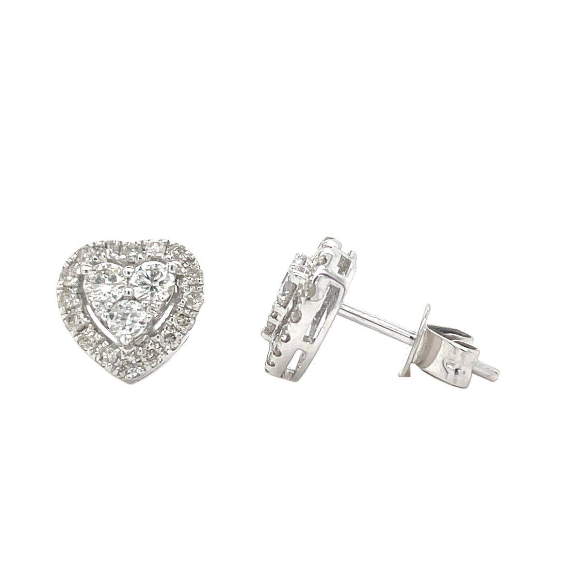 18ct White Gold Heart Earrings