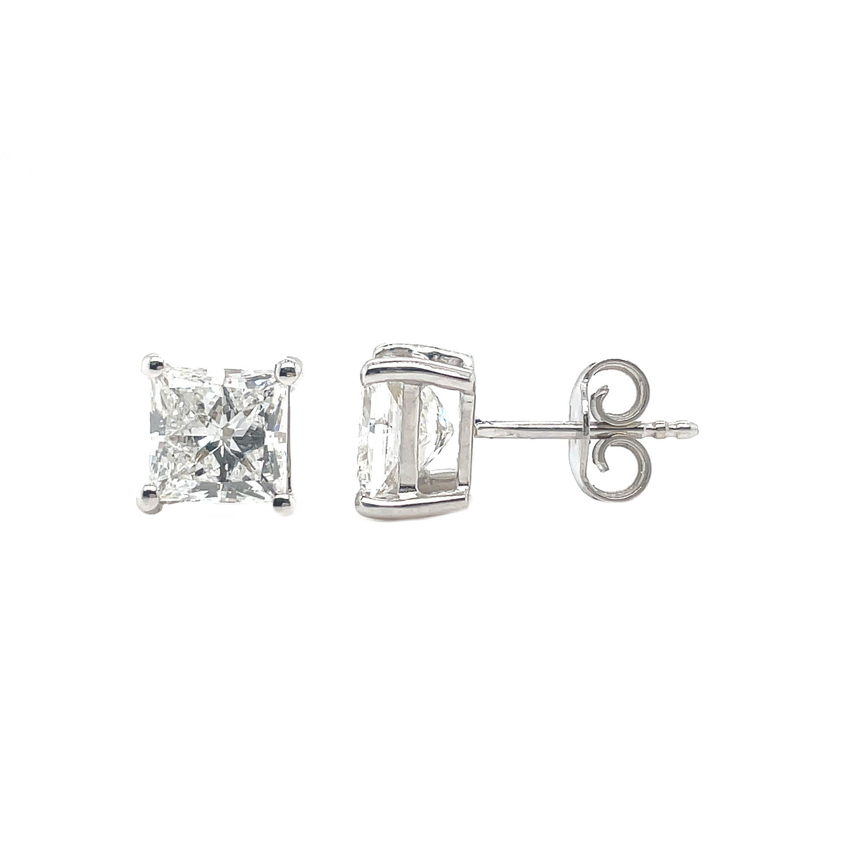 18ct Princess Cut Earrings