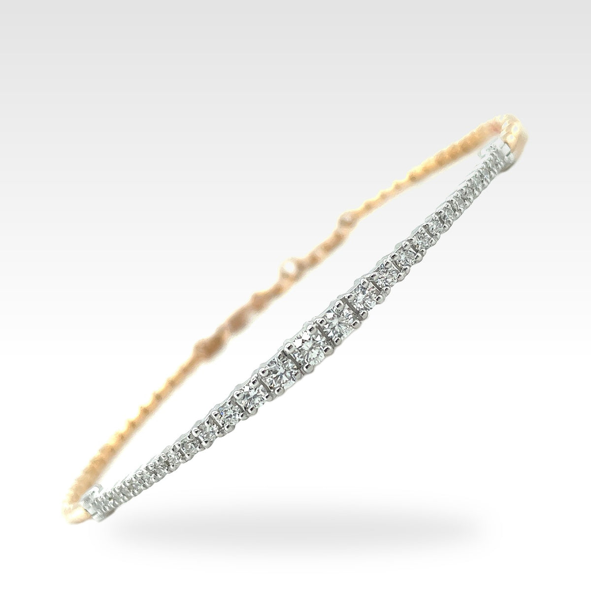 Regal 18ct Rose Taper Out Bracelet in 18ct rose gold with round diamonds