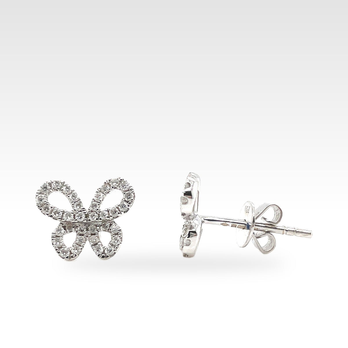 18ct Clustered Butterfly Earrings in 18ct white gold