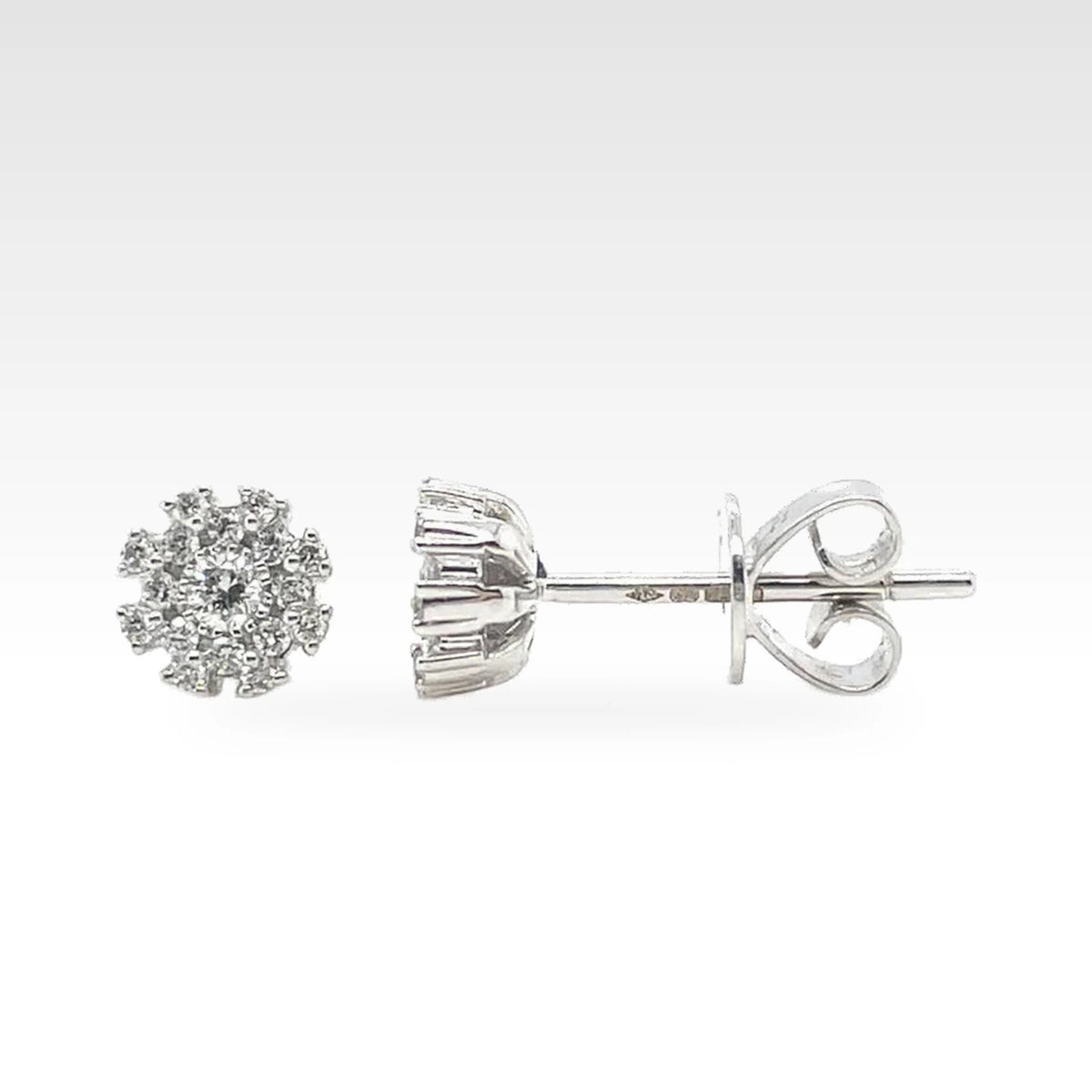 Floral Cluster Stud Earrings with diamonds