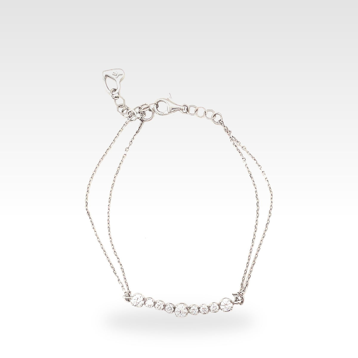 18ct Double Chain Bracelet in 18ct white gold with round lab-grown diamonds