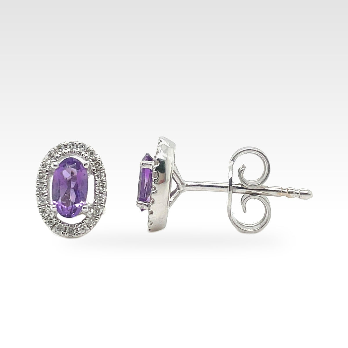 18ct Amethyst Earrings with diamonds
