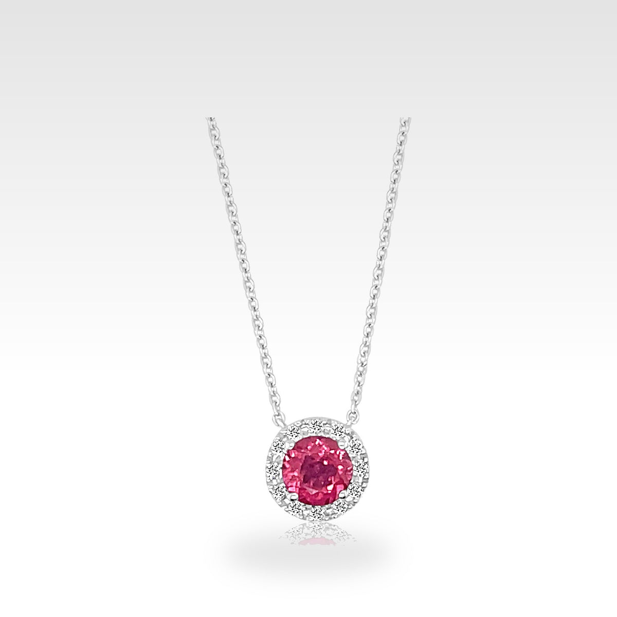 18ct Pink Topaz Necklace in 18ct white gold with diamonds