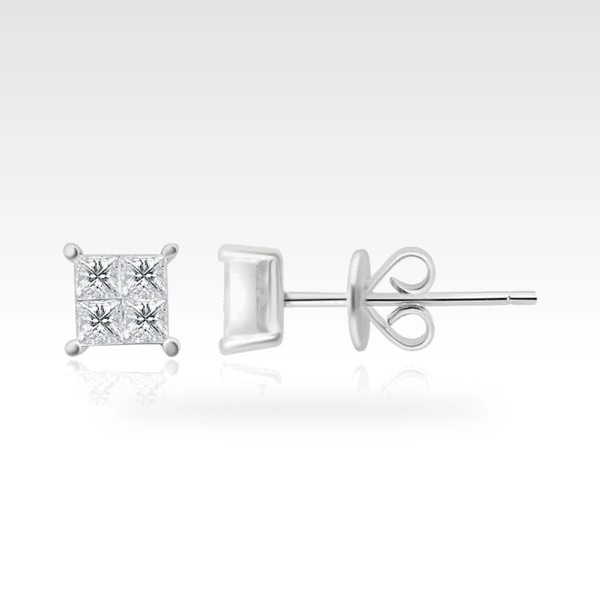 Princess Cut Cluster Earrings in 18ct white gold