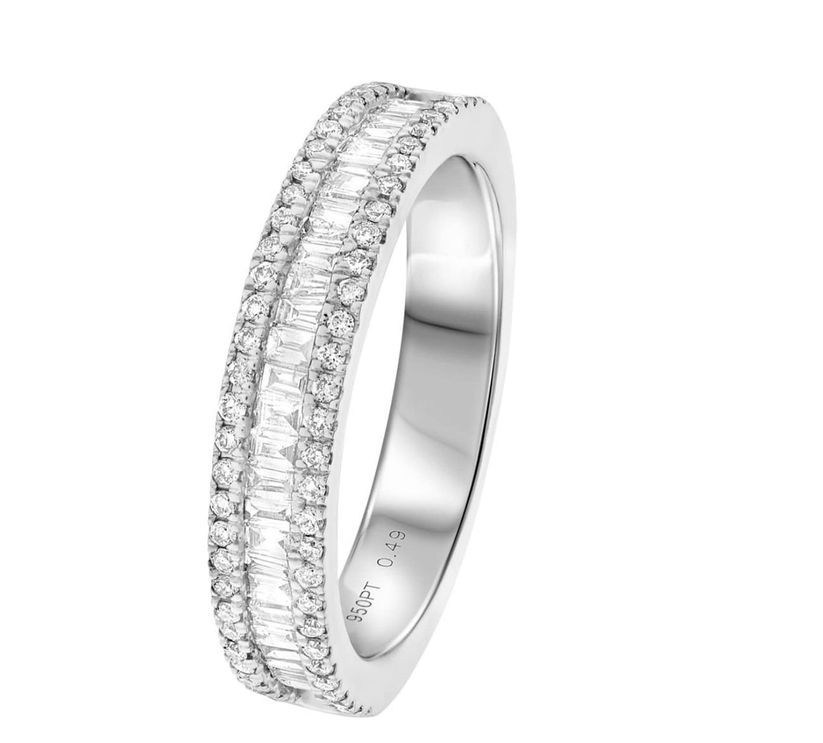 Platinum Baguette and Round Diamond Band