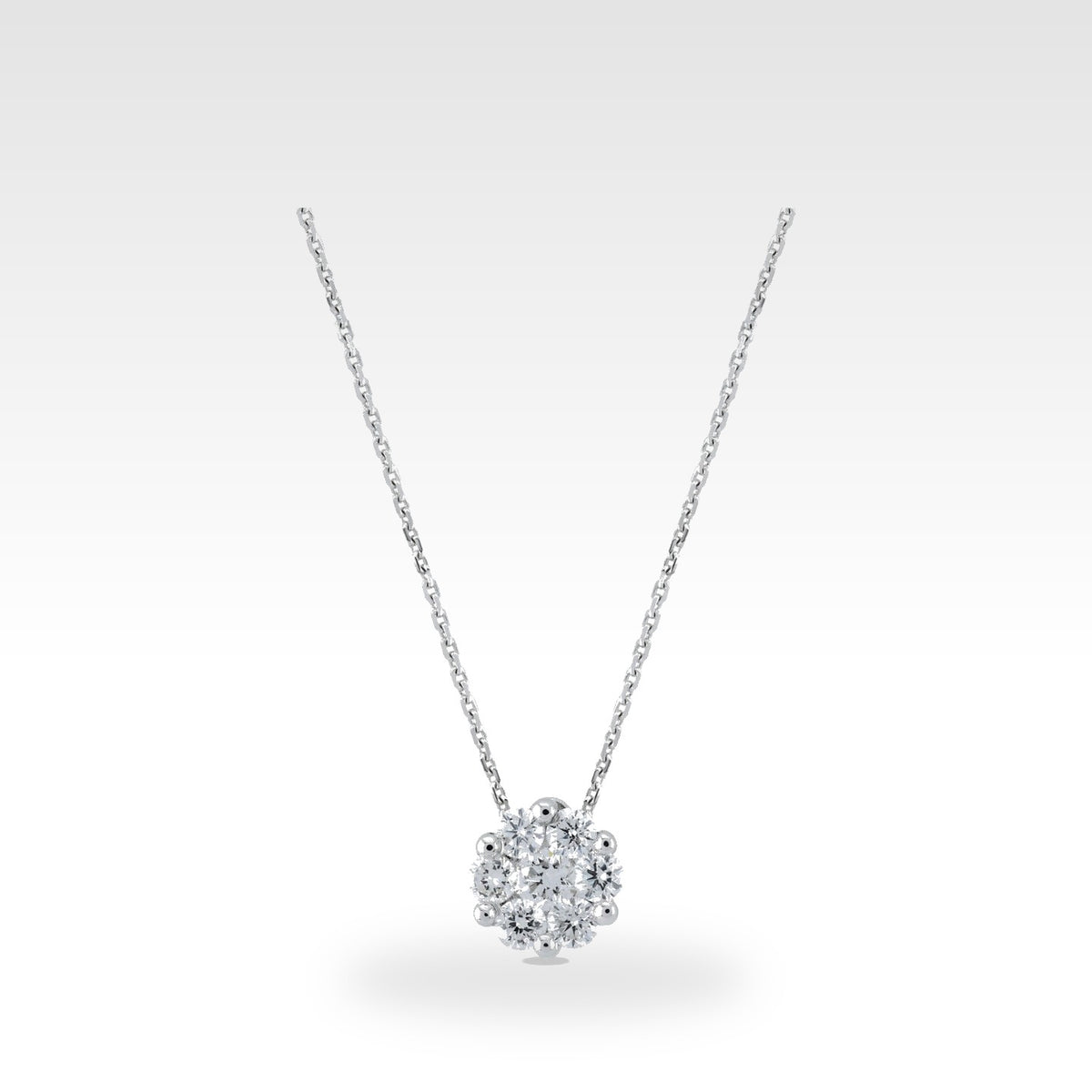 Floral White Gold Cluster Pendant with diamonds