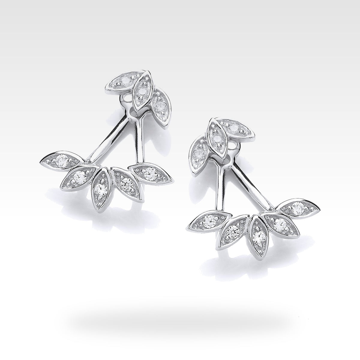 Mini Marquise Style Drop Earrings in 18ct white gold