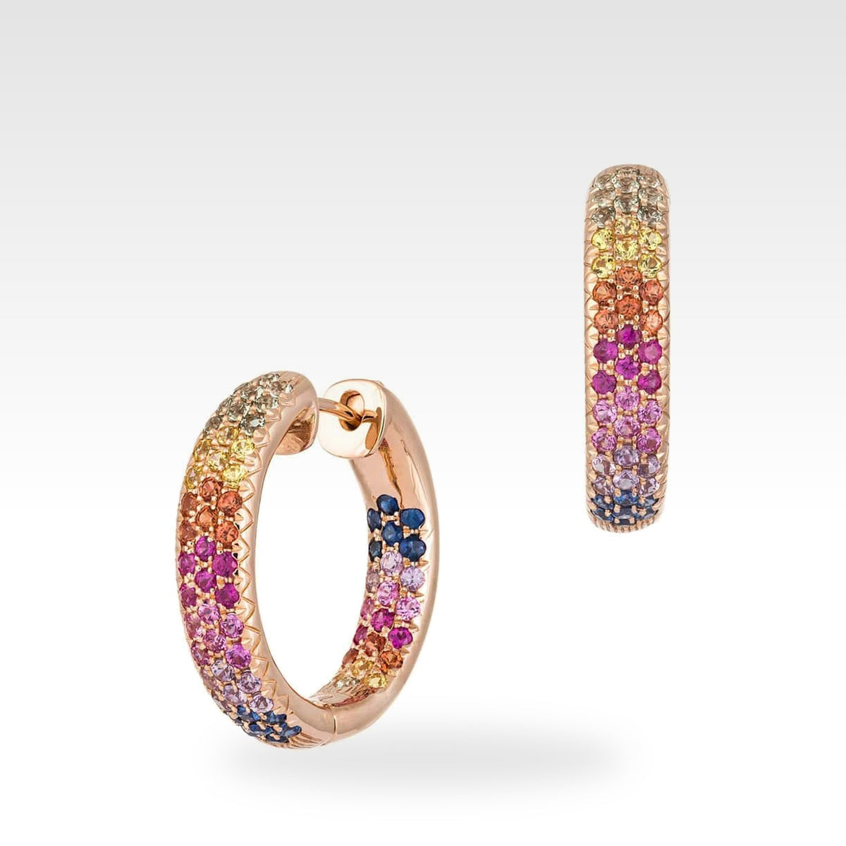 Rainbow Multicolored Gemstones Earrings in 18ct rose gold