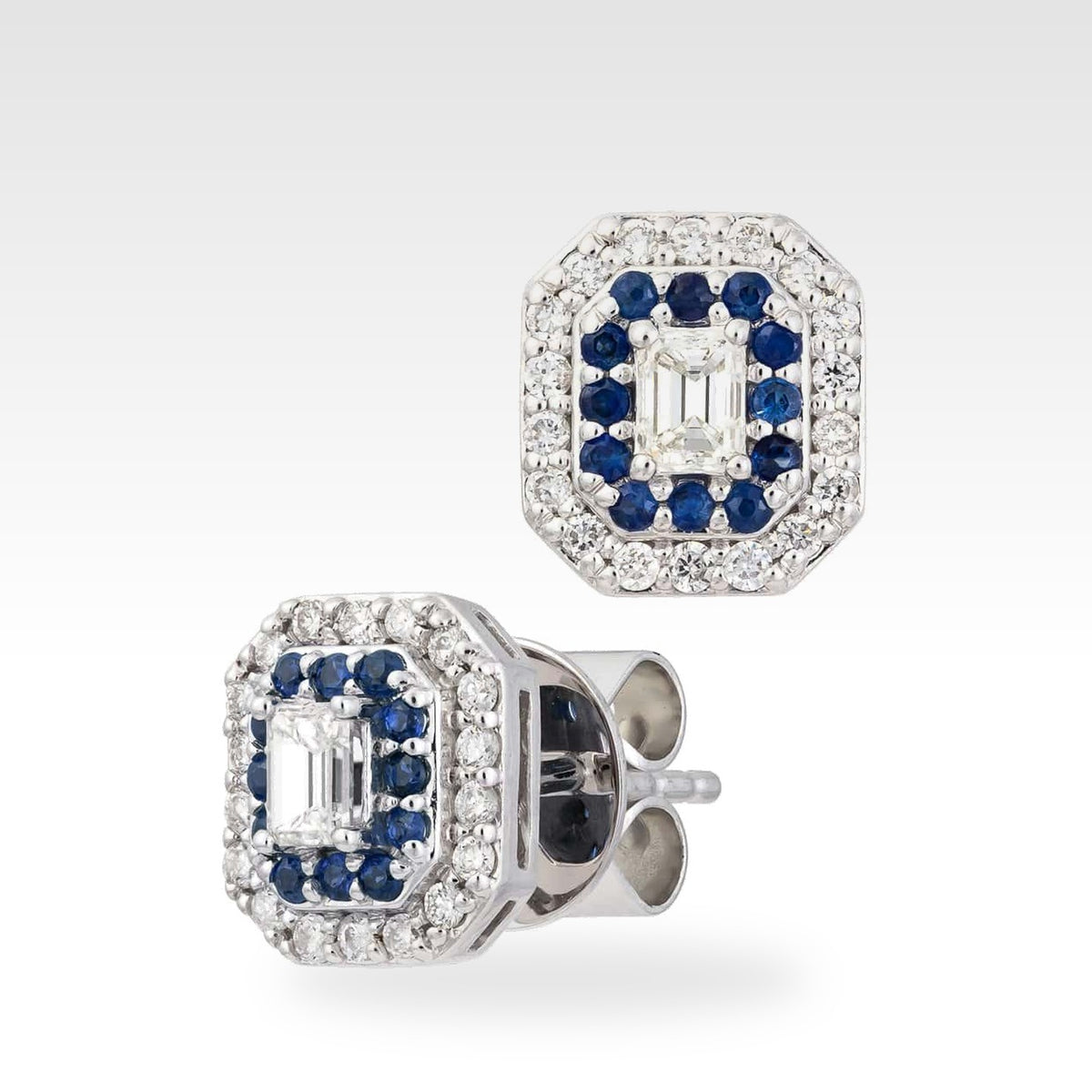 18ct White Gold Diamond and Sapphire Earrings