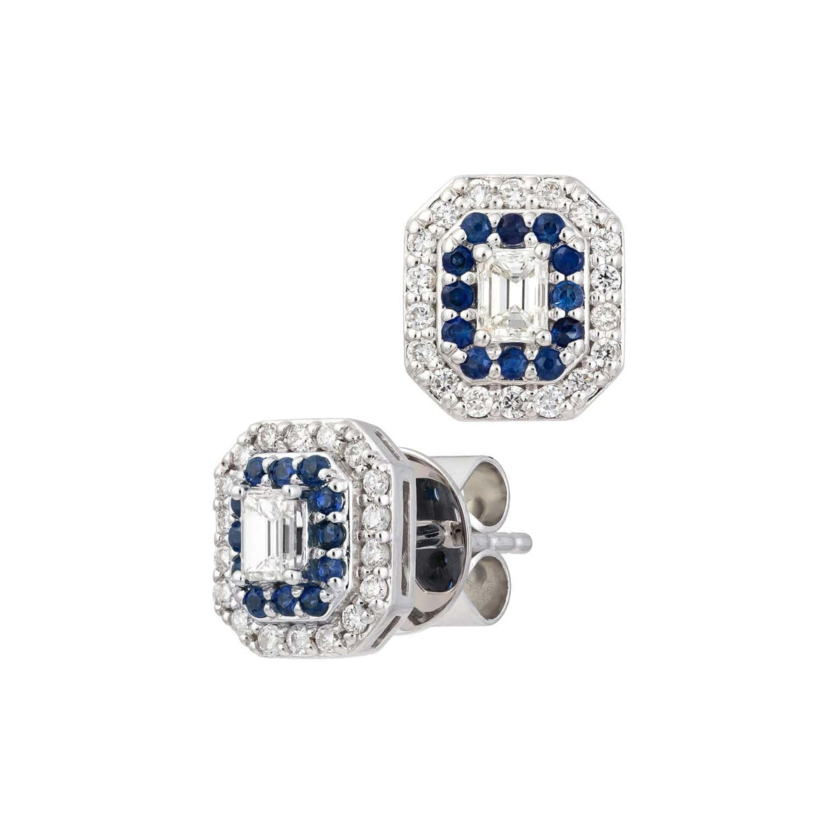 18ct White Gold Diamond and Sapphire Earrings