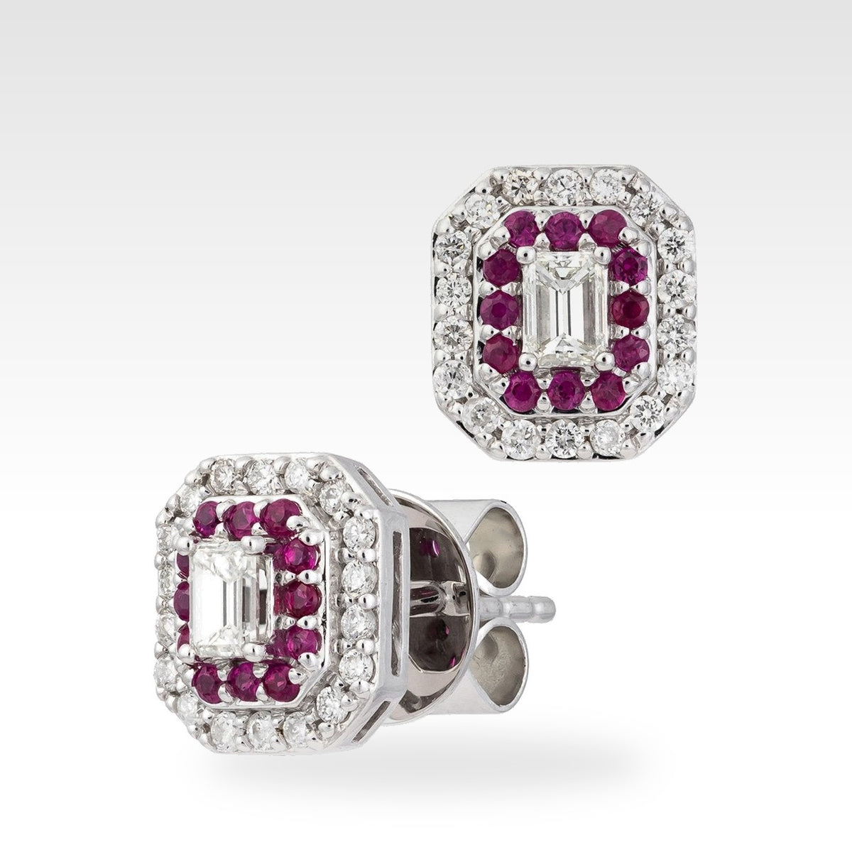 Diamond and Ruby Earrings in 18ct white gold