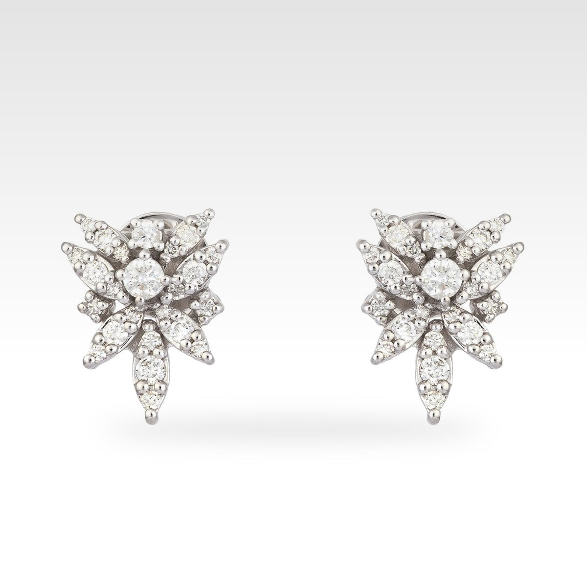Floral White Gold Diamond Stud Earrings