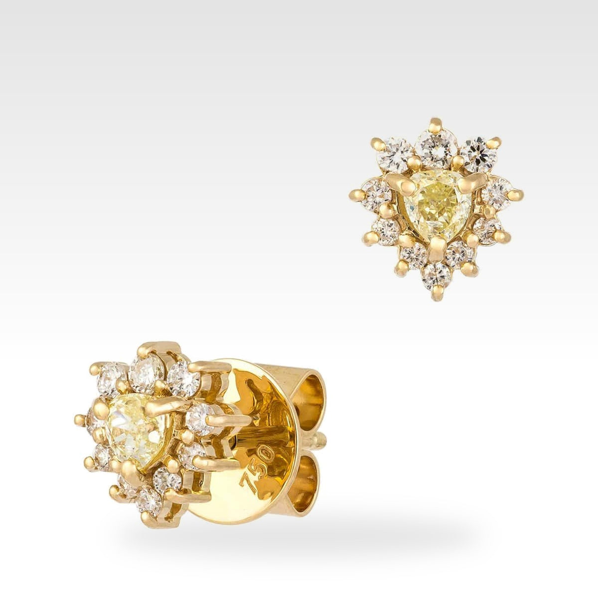 18ct Yellow Gold Diamond Pear Centre Earrings
