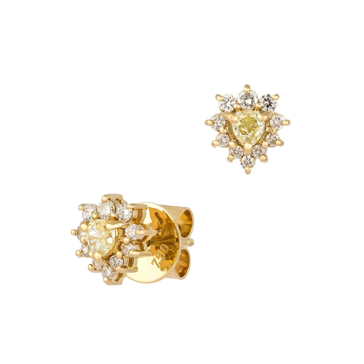 18ct Yellow Gold Diamond Pear Centre Earrings