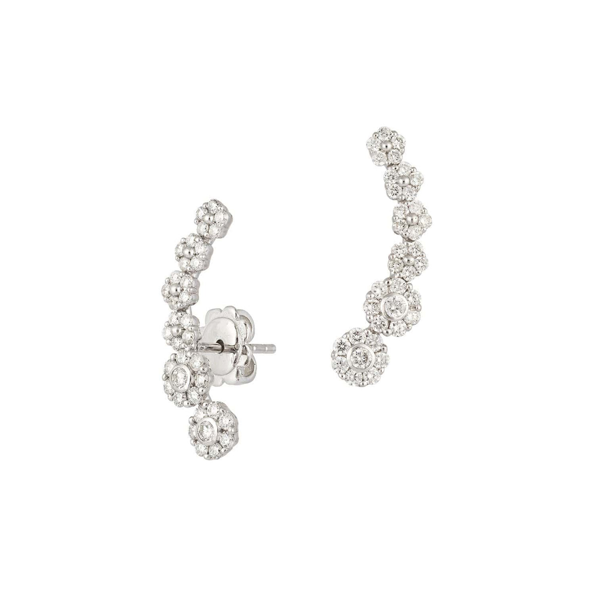 REGAL | Diamond Round Clusters Climber Earrings