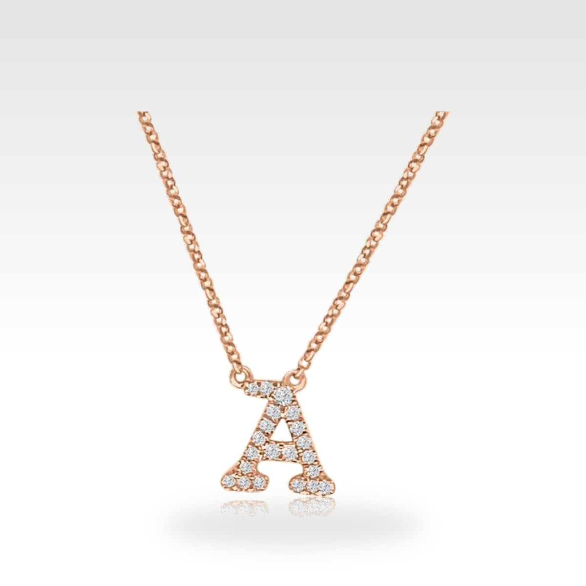 Initial Pendant 'a' Small in 18ct rose gold with round natural diamonds