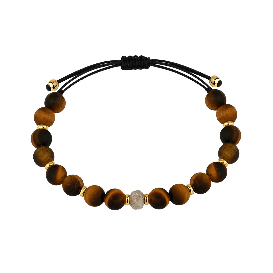 Tiger Eye &amp; Diamond Bracelet (Yellow Gold)