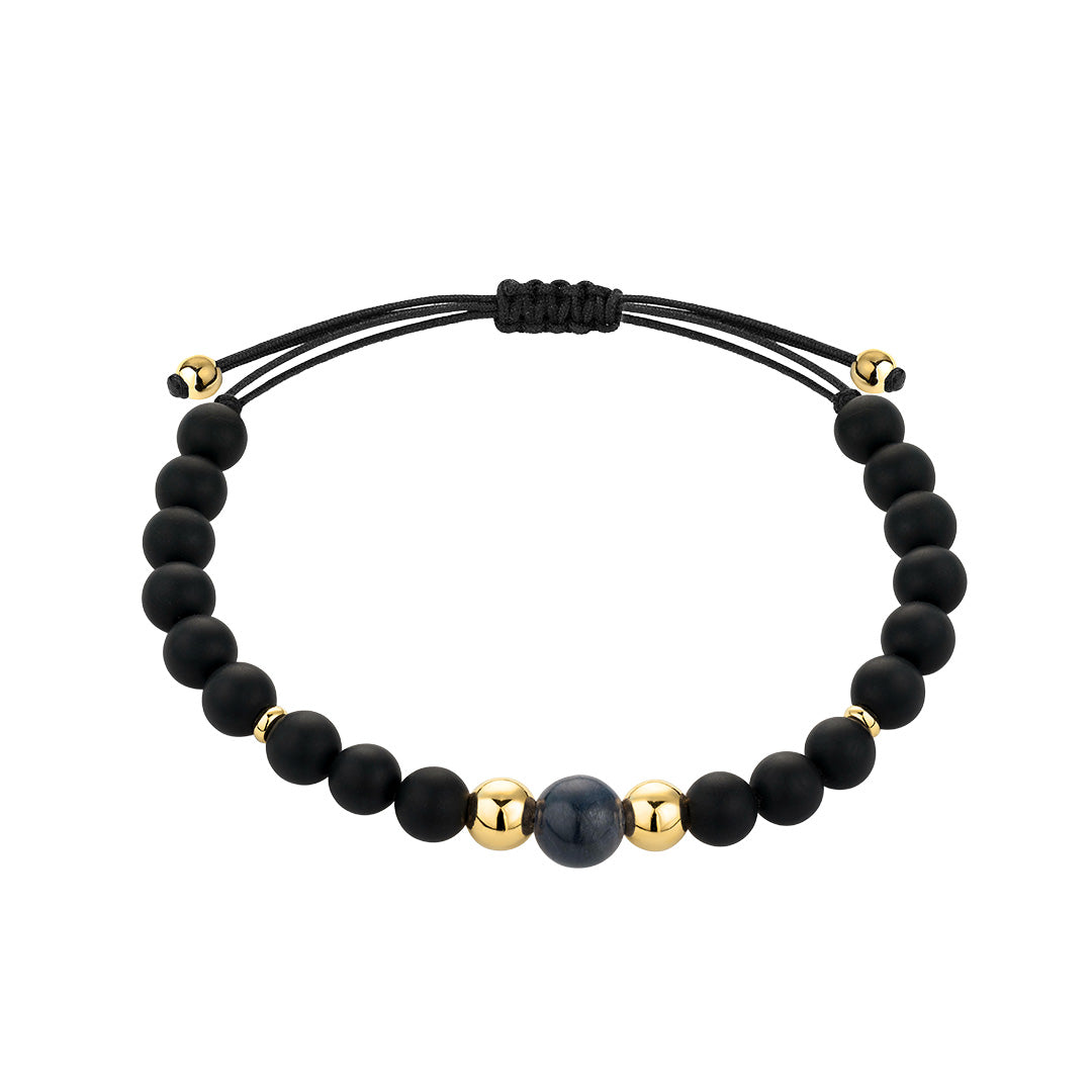 Onyx &amp; Sapphire Bracelet (Yellow Gold)