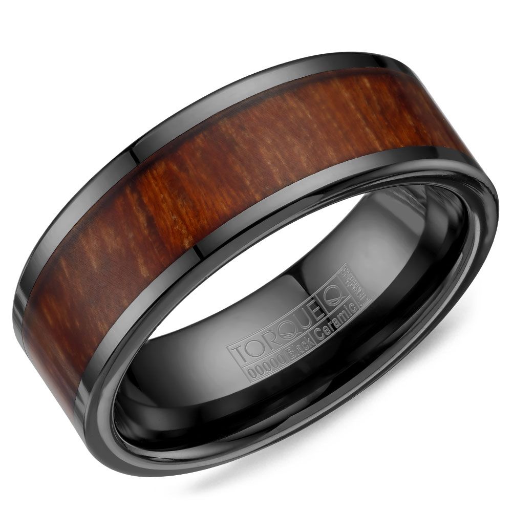 Black Ceramic &amp; Wood Ring