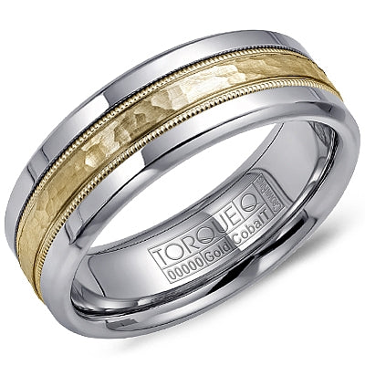 Cobalt &amp; Yellow Gold Hammered Milgrain Ring