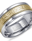 Cobalt & Yellow Gold Hammered Milgrain Ring
