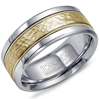 Cobalt &amp; Yellow Gold Hammered Milgrain Ring