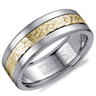 Cobalt &amp; Yellow Gold Hammered Inlay Ring