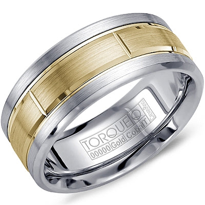Cobalt &amp; Brushed Yellow Gold Striped Ring