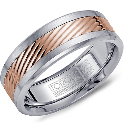 Cobalt &amp; Rose Gold Diagonal Texture Ring