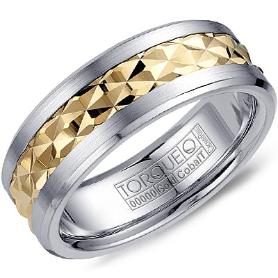 Cobalt &amp; Yellow Gold Diamond Texture Ring