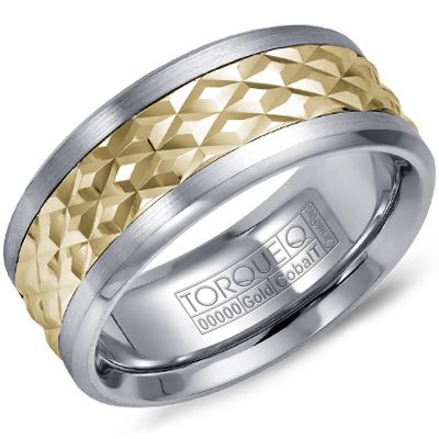 Cobalt &amp; Yellow Gold Diamond Texture Ring