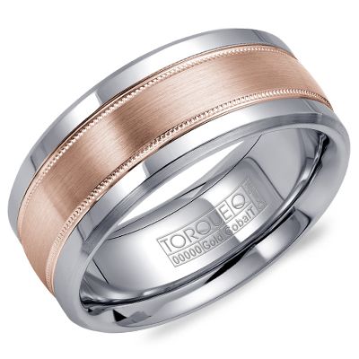 Cobalt &amp; Rose Gold Matted Milgrain Ring