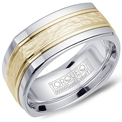 Cobalt &amp; Yellow Gold Hammered Ring