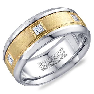 Cobalt &amp; Yellow Gold Milgrain Diamond Ring