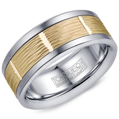 Cobalt &amp; Yellow Gold Horizontal Texture Ring