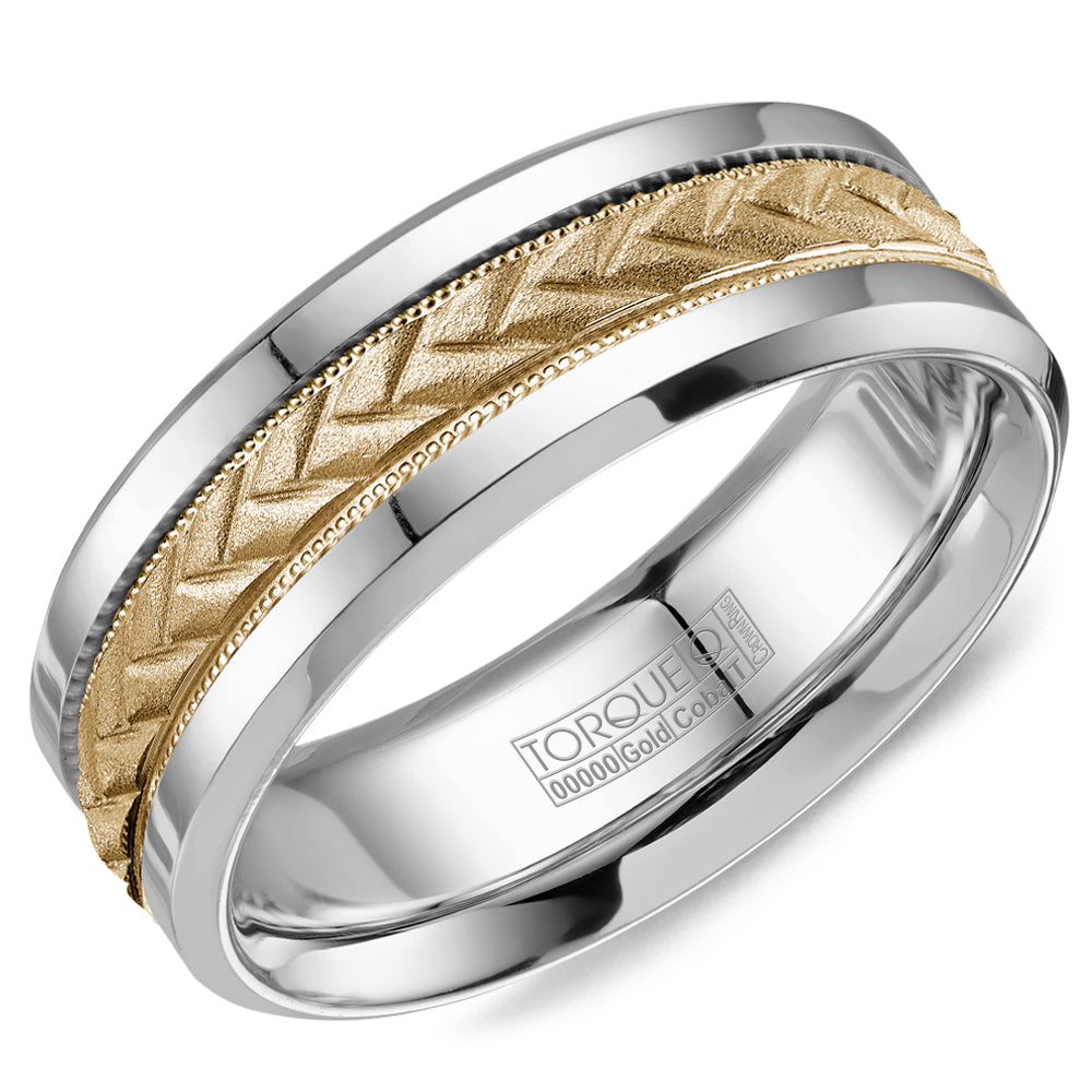 Cobalt &amp; Yellow Gold Arrow Texture Ring